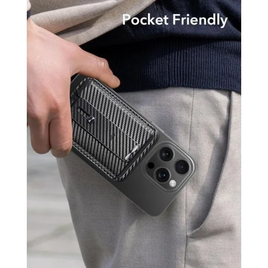 Wallet Magsafe Leather Grip Esr - Carbon Fiber